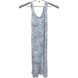 Old Navy Midi Dress Size L Gray Leopard Crossback Sleeveless Linen Blend Casual